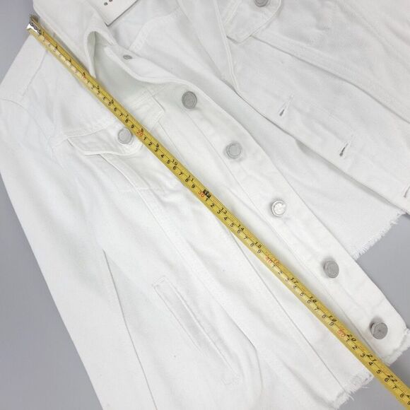 BLANK NYC Western Raw Hem Cropped Jean Jacket Button Down Trucker White Denim XS - Picture 4 of 8